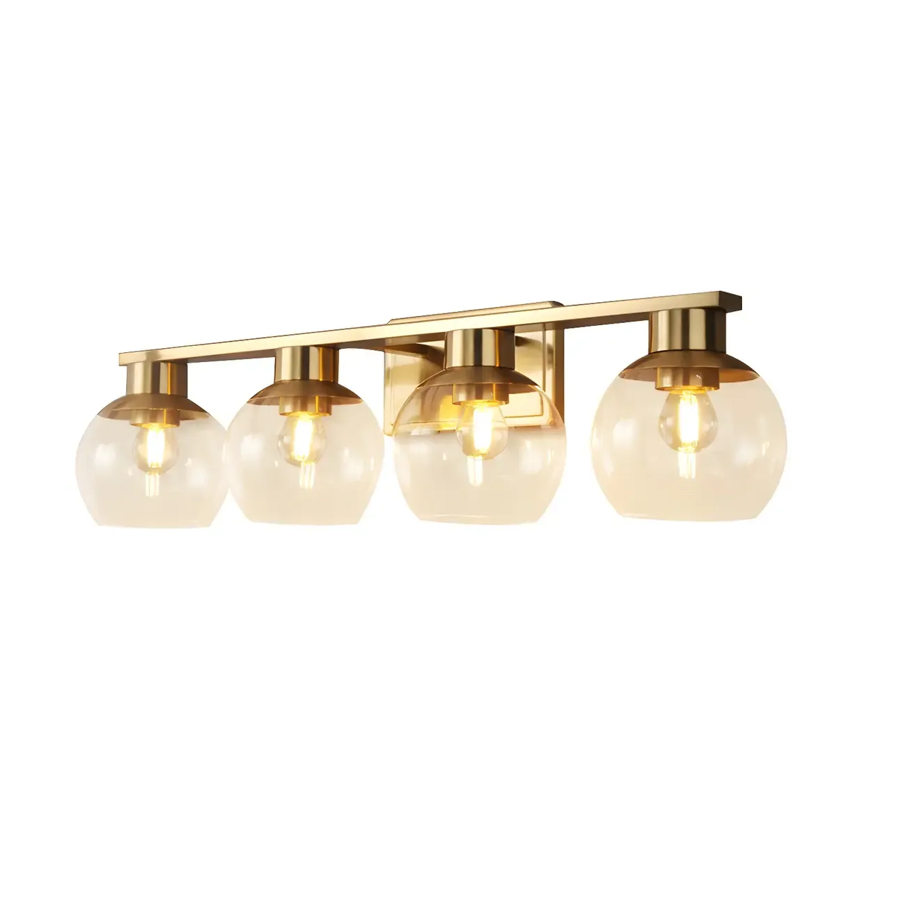 Modern Gold Clear Glass Dome Bathroom Vanity Light