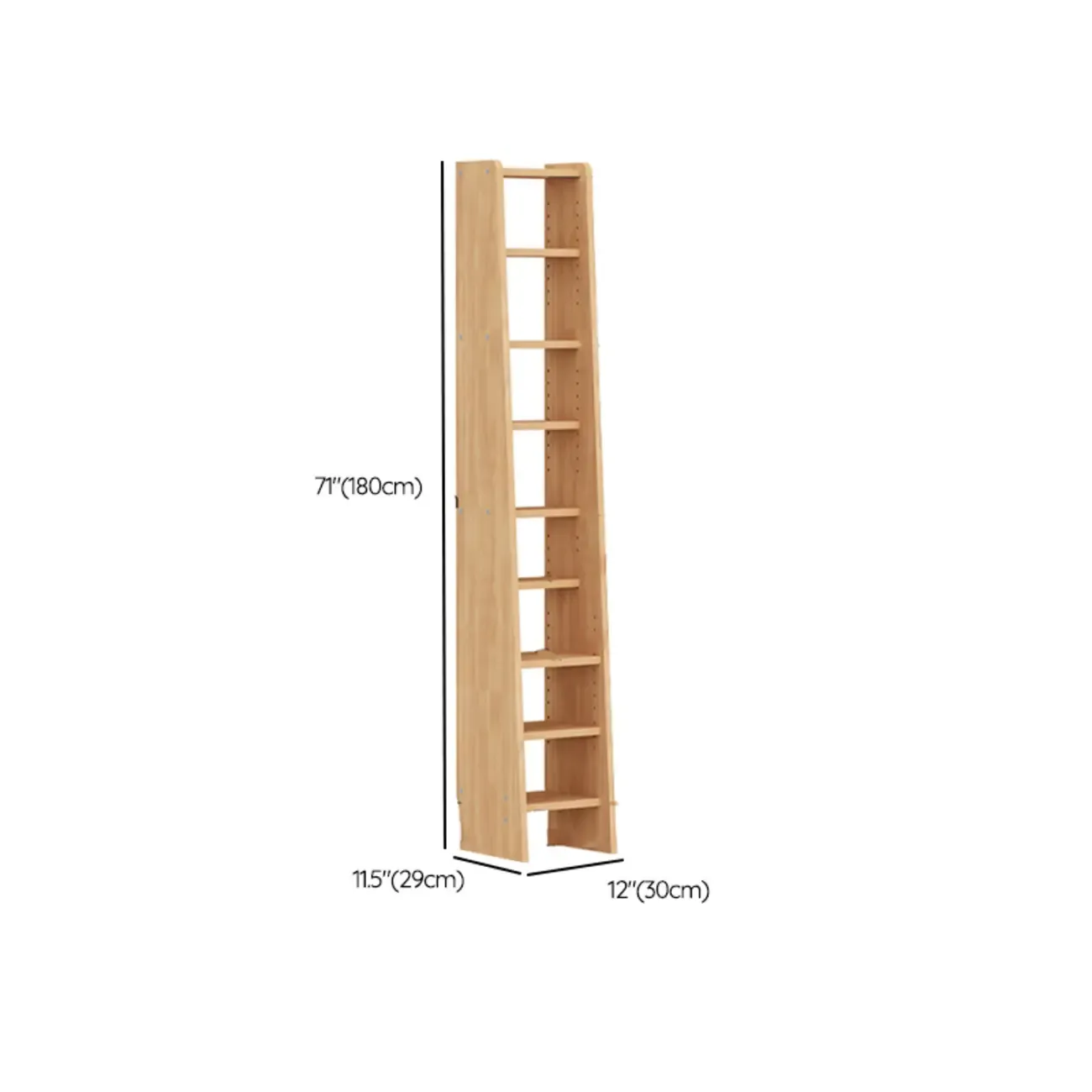 Scandinavian Natural Wood Multi-Shelf Open Bookcase