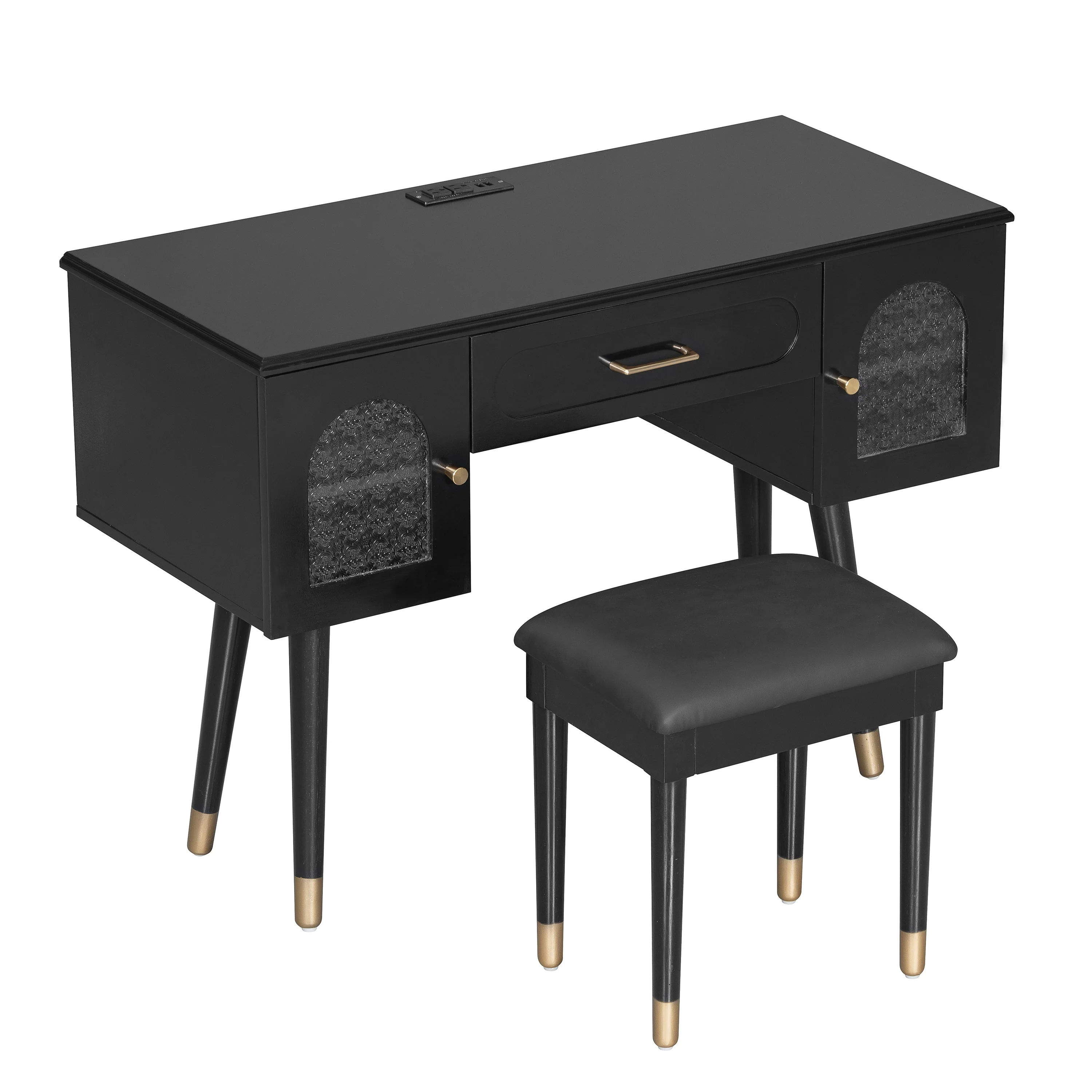 Walker Edison | Modern Vanity Makeup Table & Chair Set and Writing Desk