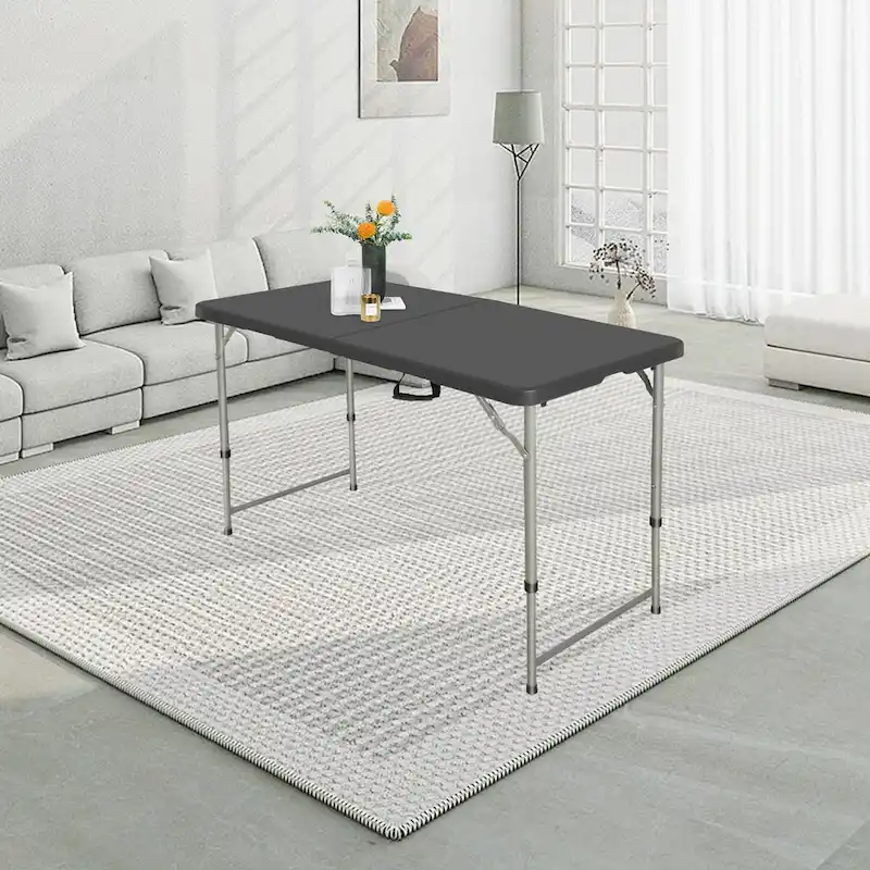 4 Foot Folding Table Black Indoor Outdoor Folding Card Table