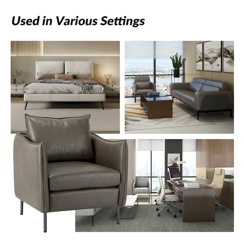 Jaime Modern Vegan Leather Accent Chair with removable Cushion by HULALA HOME