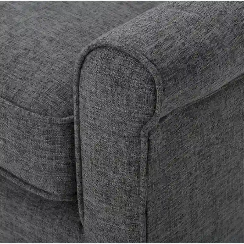 Loveseat, 50 Inch Smooth Tufted Gray Polyester, Natural Brown Wood