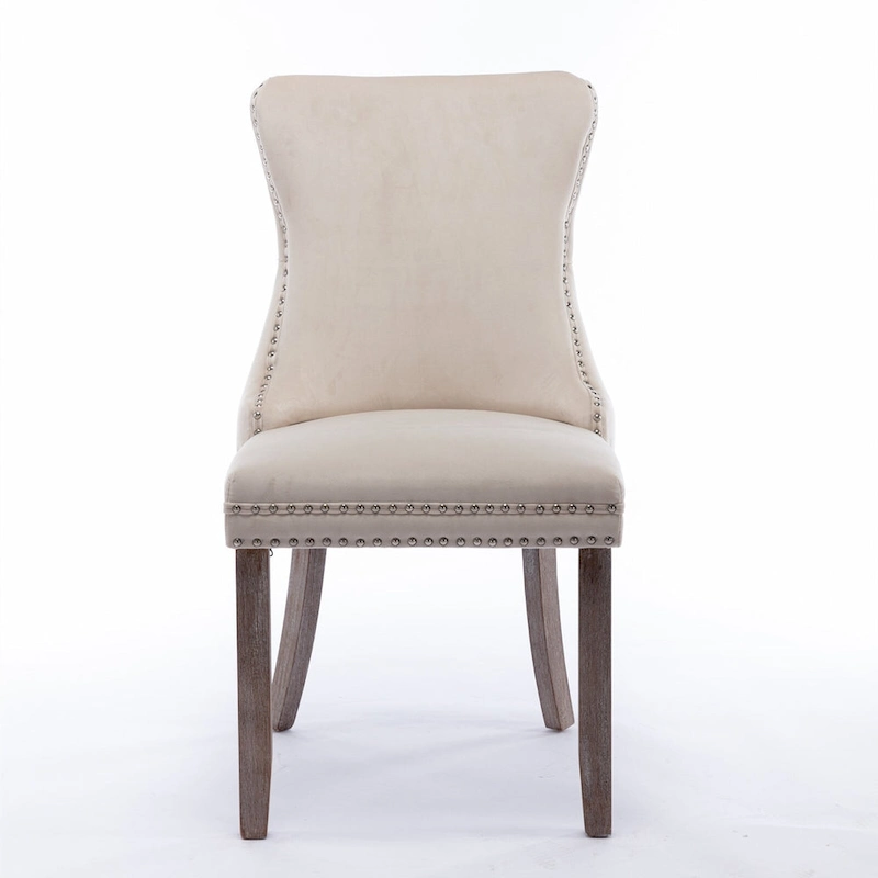Velvet Upholstered Dining Chair with Wing Back Modern Kitchen Chair with Nailhead Trim Wood Frame Side Chair, Set of 2