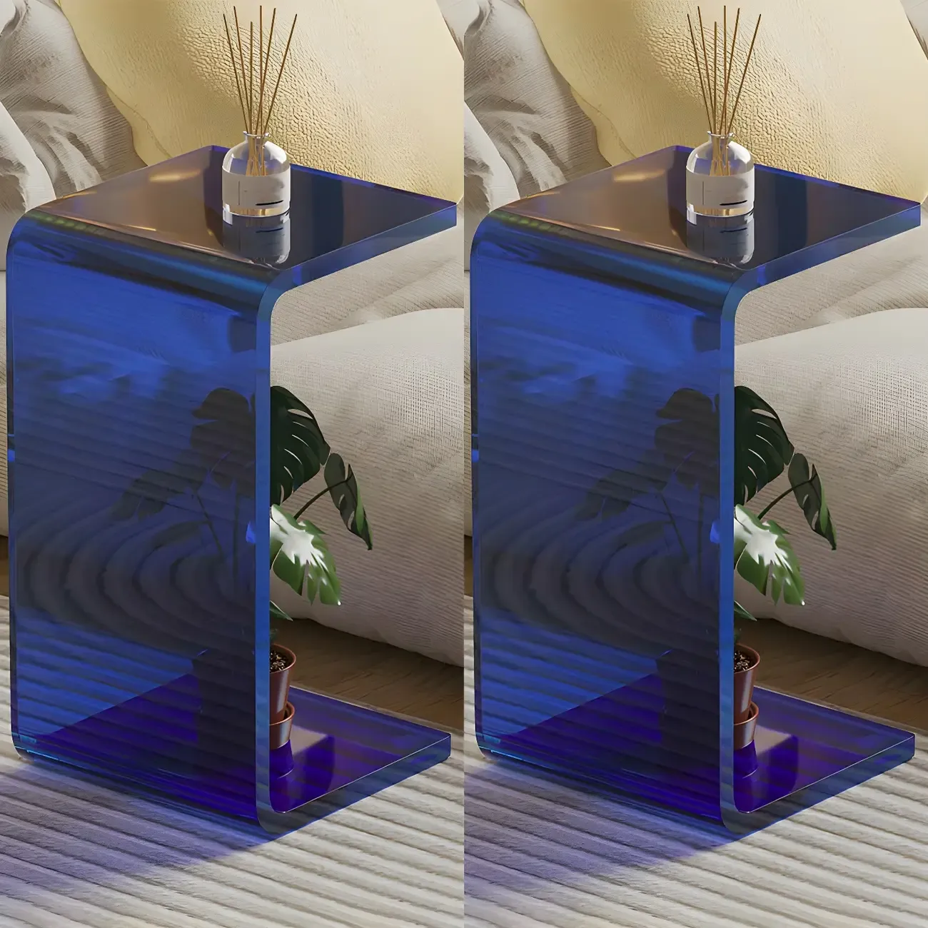 Versatile Acrylic Side Table C-Shaped