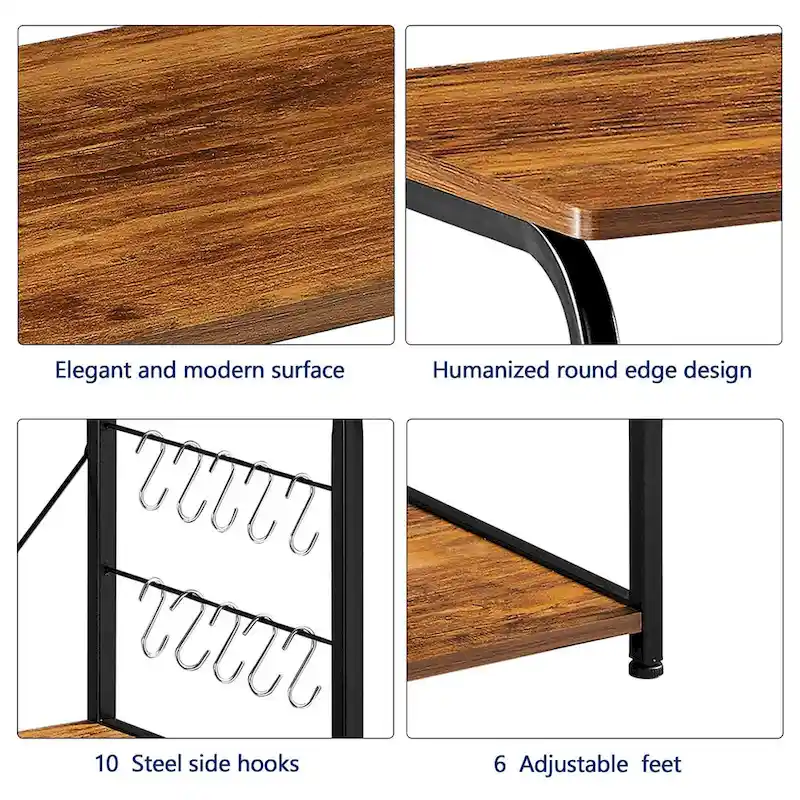 Kitchen Baker's Rack Utility 4-tier Microwave Stand