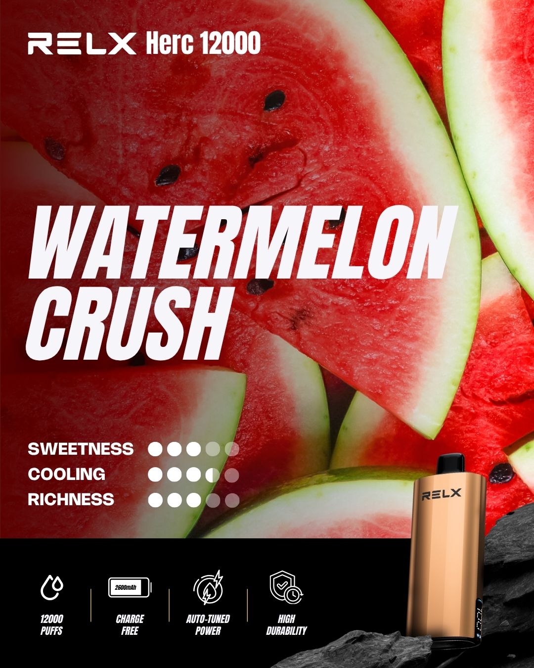 new Relx Herc 12000 Puffs 15 Flavors