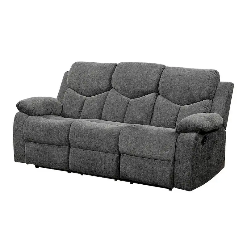 HomeRoots 82 Gray Chenille Reclining Sofa With Black Legs - 82