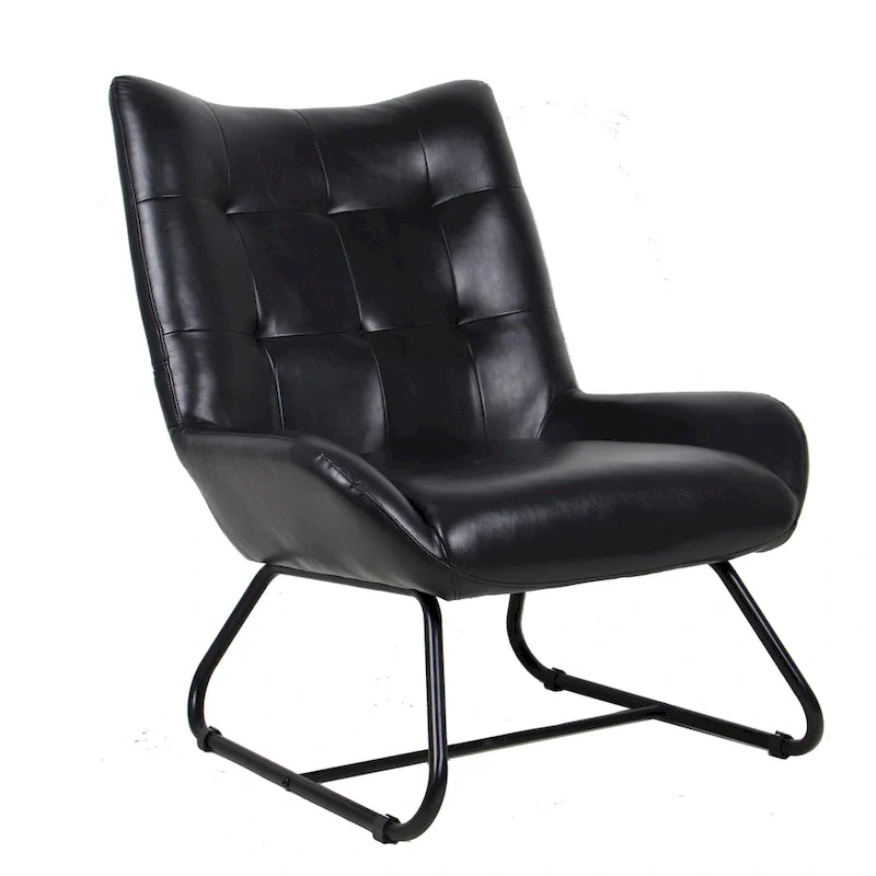 Glitzhome Set of 2 35.5H Leatherette Wingback Accent Chairs With Metal Legs