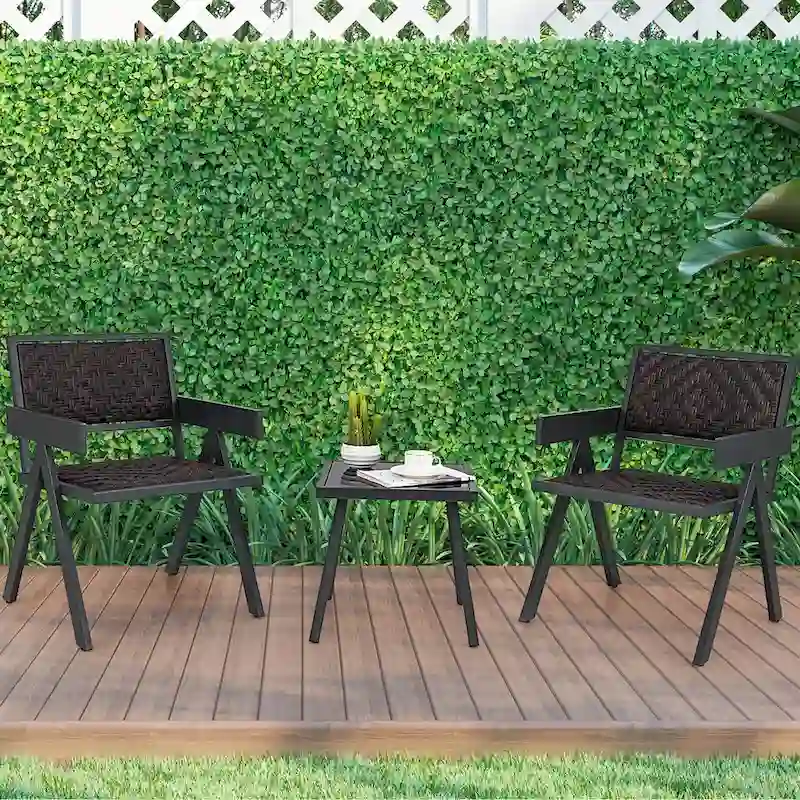 Costway 3 PCS Patio Wicker Chair Set, Rattan Furniture Set with Quick - See Details