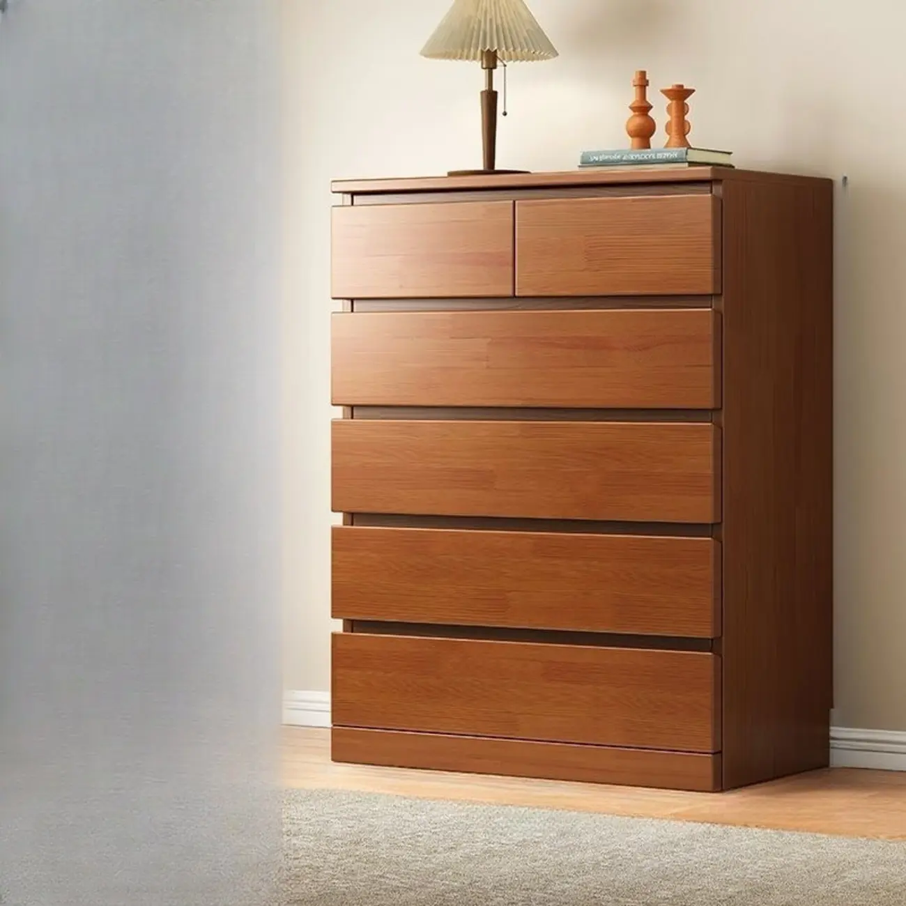Modern Natural Wood Gloss Surface Dresser with 8-Drawers