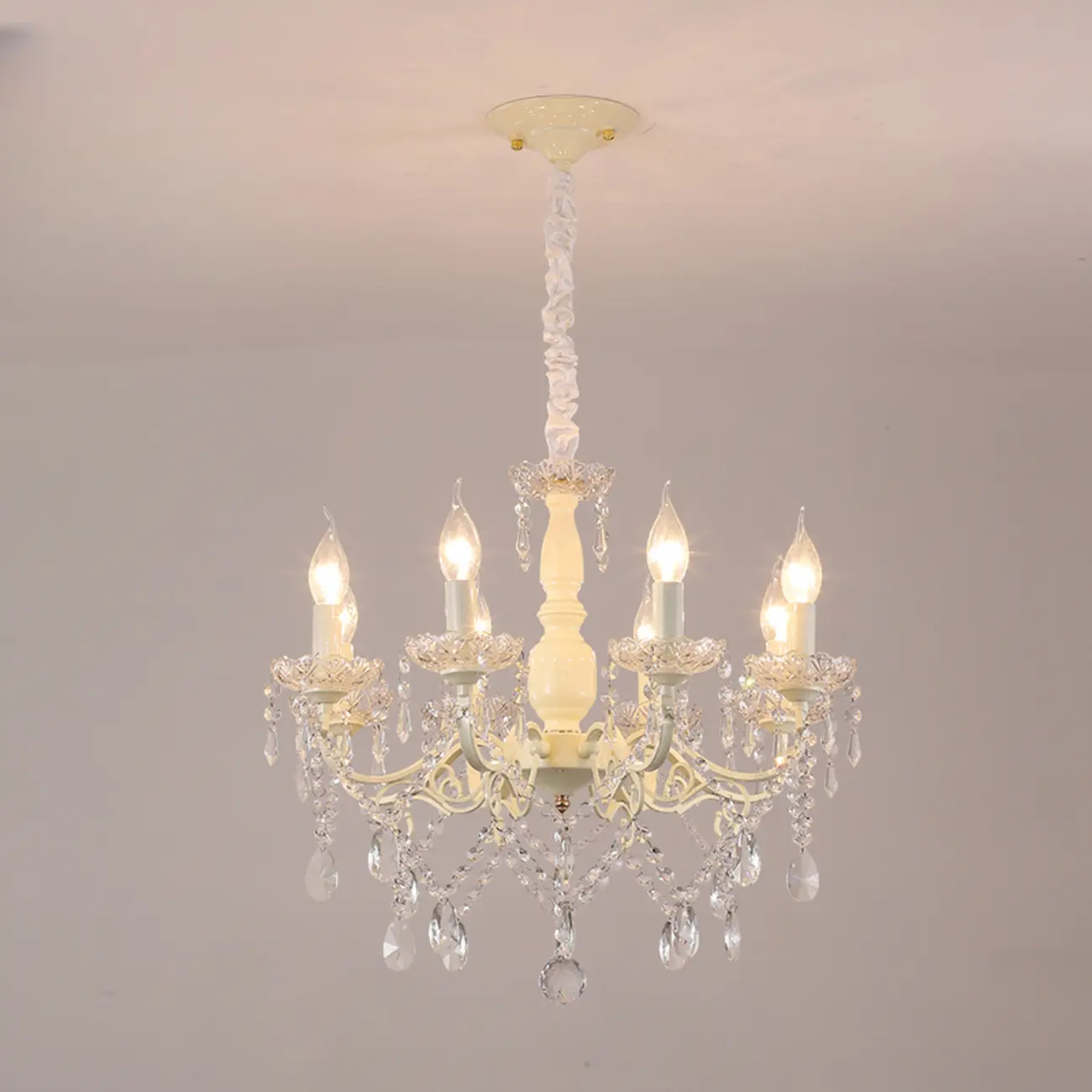 French Romantic Dimmable 8-Light Crystal Chandelier