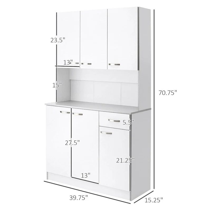 71 Modern Freestanding Kitchen Buffet Hutch With Server and Storage