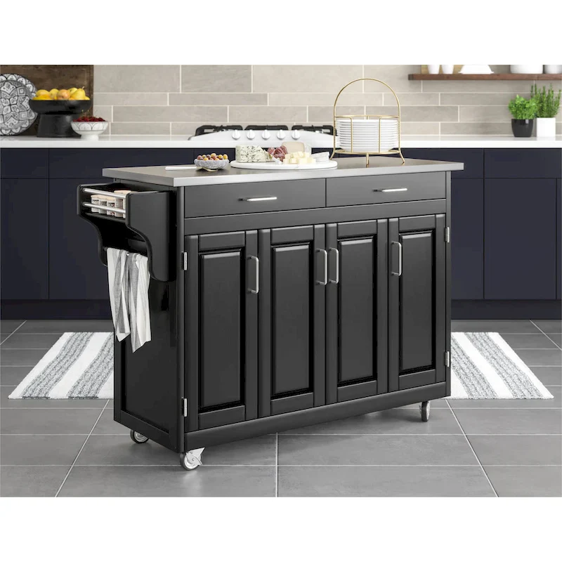 Create-a-Cart Black Kitchen Cart