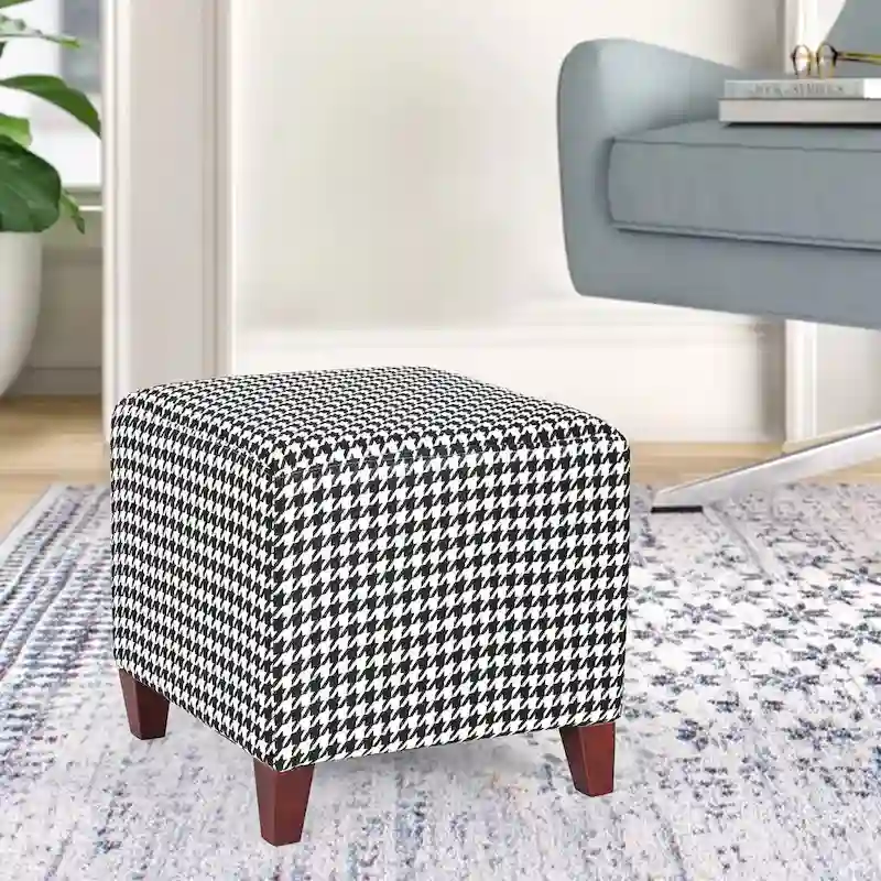 Adeco Square Ottoman Footrest Stool Small Fabric Bench Seat