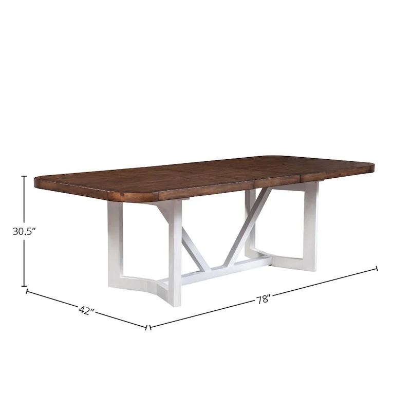 Alpine Furniture Donham Two Tone Wood Dining Table, Brown & White