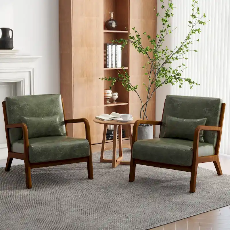 Upholstered Armchair Accent Chairs with Pillows Set of 2