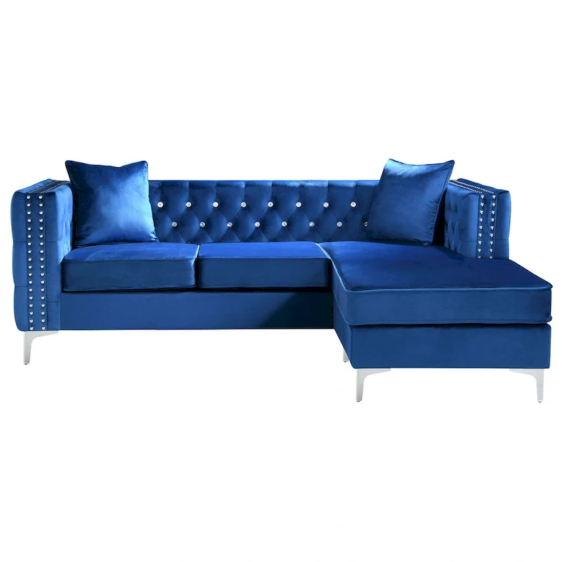 Paige Velvet Tufted Sofa with Chaise