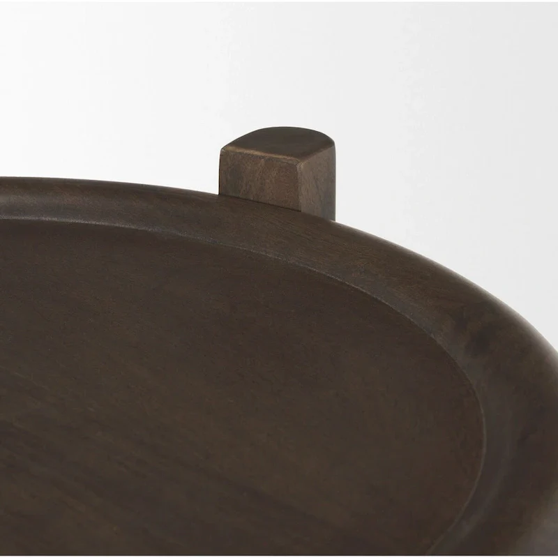 Dark Brown Wood w/ Bottom Shelf Round Accent Table - 23.5L x 23.5W x 26.0H