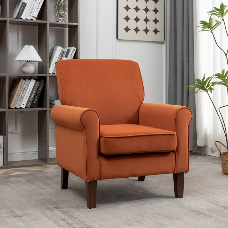 Traditional Rolled Arm Living Room Armchair
