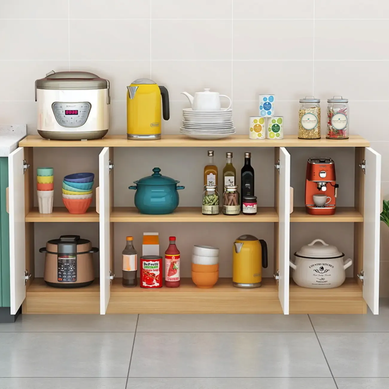 Modish Composite Wood Kitchen Cabinet for Kitchen Storage