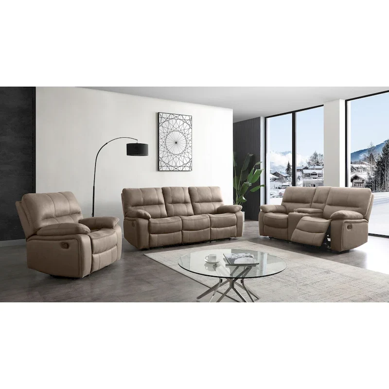 Betsy Furniture 3 Piece Microfiber Reclining Living Room Set, Sofa, Loveseat and Chair