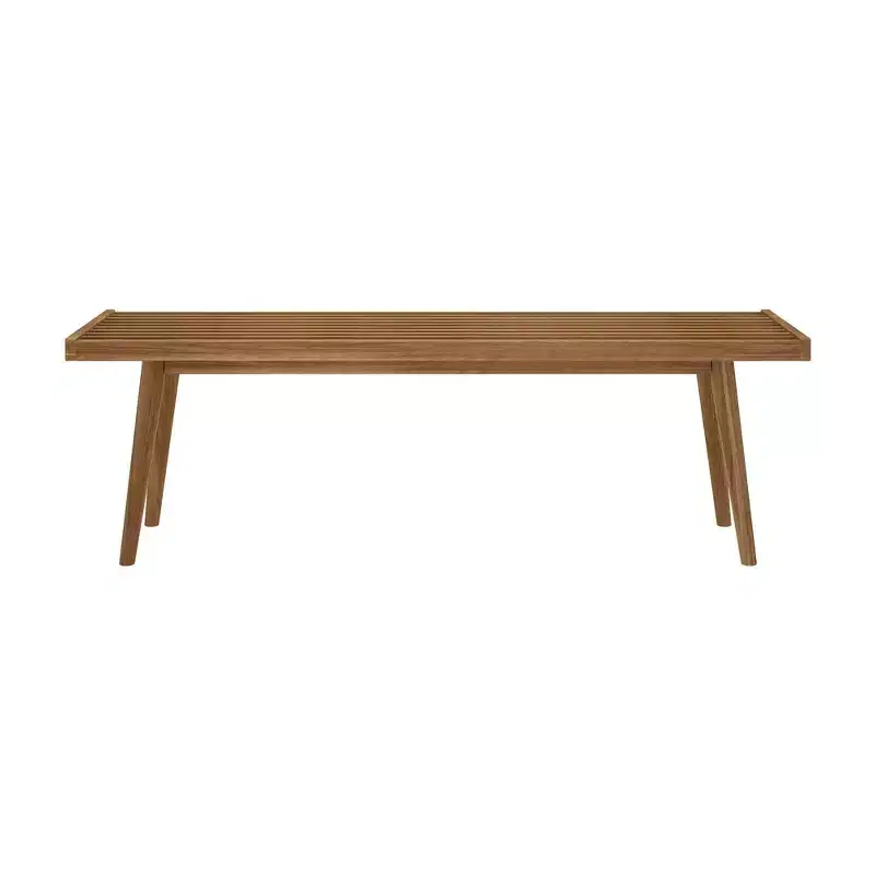 Mid-Century Solid Wood Bench – Black/Clay/Natural/Pecan/Teal/Walnut/White/Yellow – Seats 1