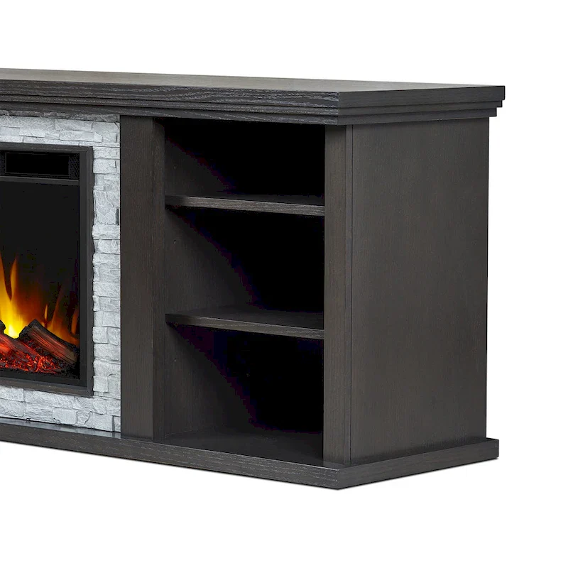 Kenai 72 Electric Slim Fireplace TV Stand in Dark Oak by Real Flame