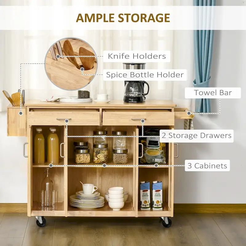 Kitchen Island On Wheels(no include stool)