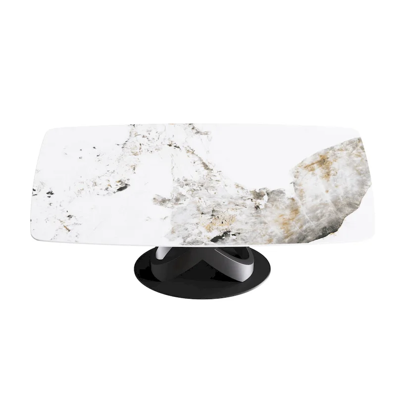 71  Modern Artificial Marble Dining Table with Carbon Steel Base