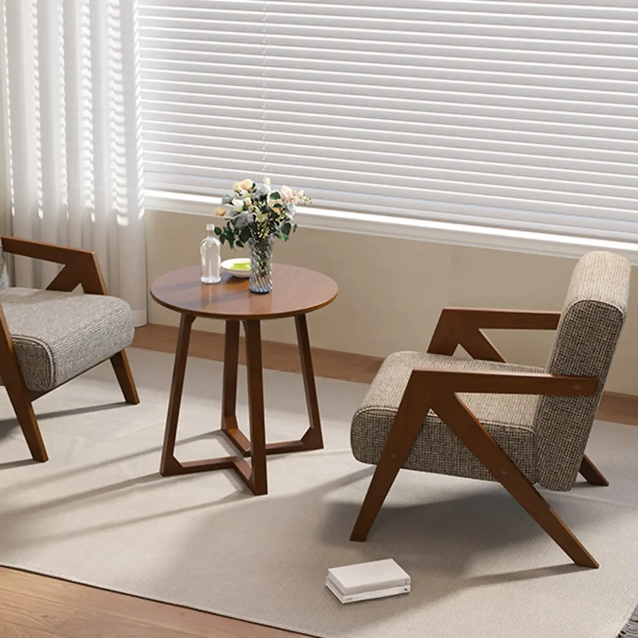 Arm Chair Linen Faux Leather Living Room