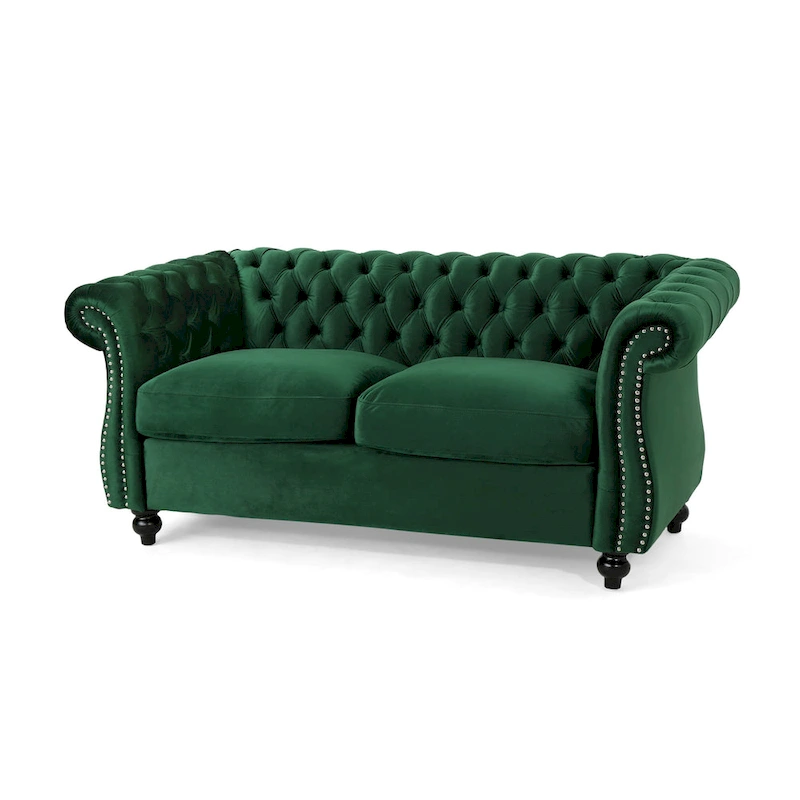 Somerville Upholstered Chesterfield Nailhead Loveseat by Christopher Knight Home