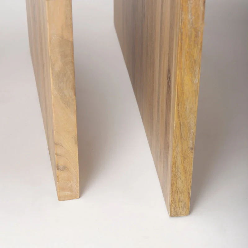 Nesting Accent Tables Set of 2 - Light Brown Mango Wood, Arched Design, 20W x 24H