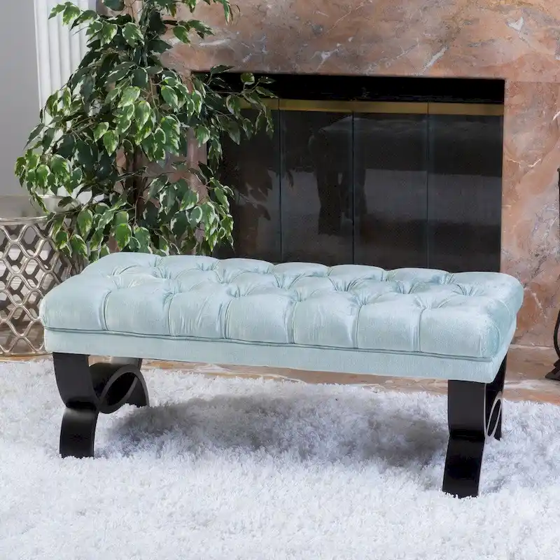 Scarlette Tufted Velvet Ottoman Bench by Christopher Knight Home