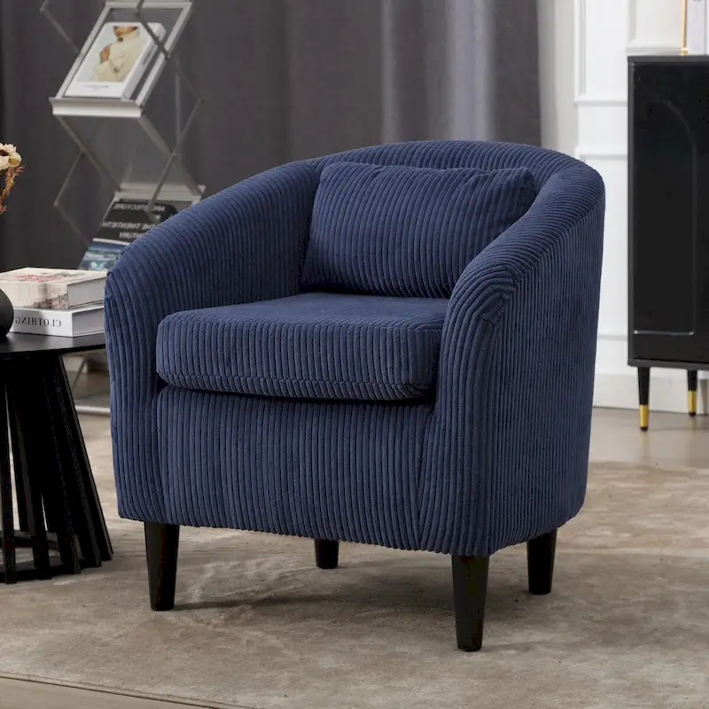 Corduroy Upholstered Century Modern Style Wooden Frame Single Armchair