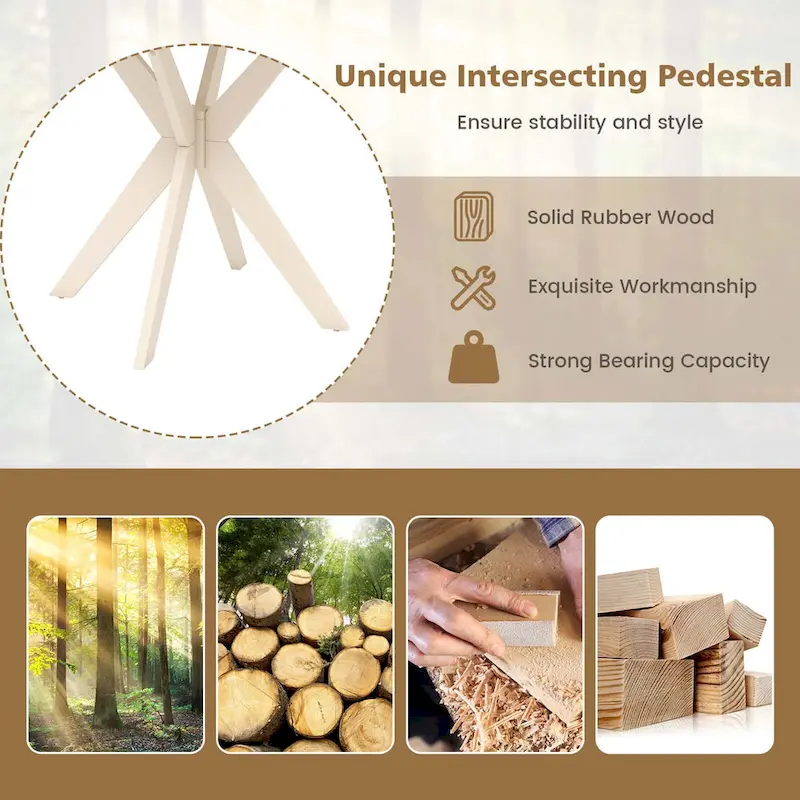 Costway Round Dining Table 36  Faux Marble Tabletop Rubber Wood Legs - See Details