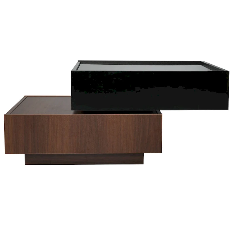 Square 360Rotating Coffee Table with 2 Drawers