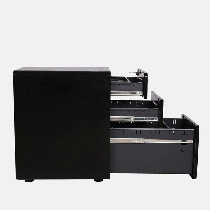 ApexDesk 3-Drawer Metal Mobile File Cabinet with Locking Keys & Casters