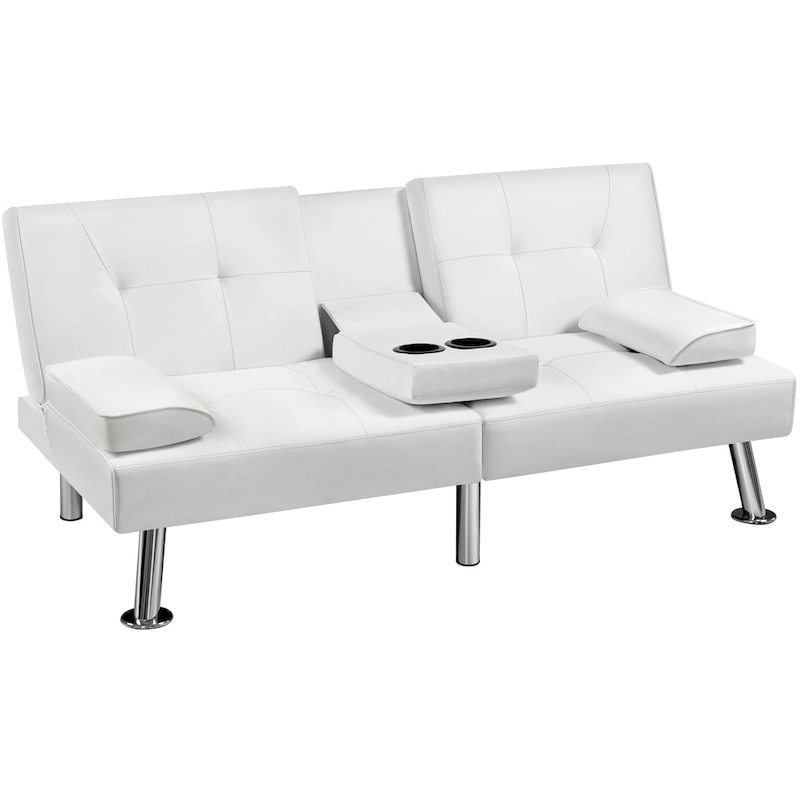 Yaheetech Faux Leather Convertible Futon Sofa Bed 3-In-1 Adjustable Futon Couch