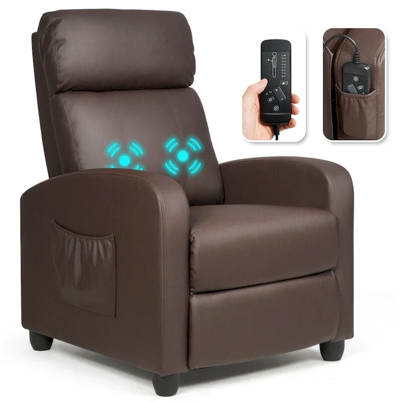Massage Recliner Chair Single Sofa Padded Seat w/ Footrest