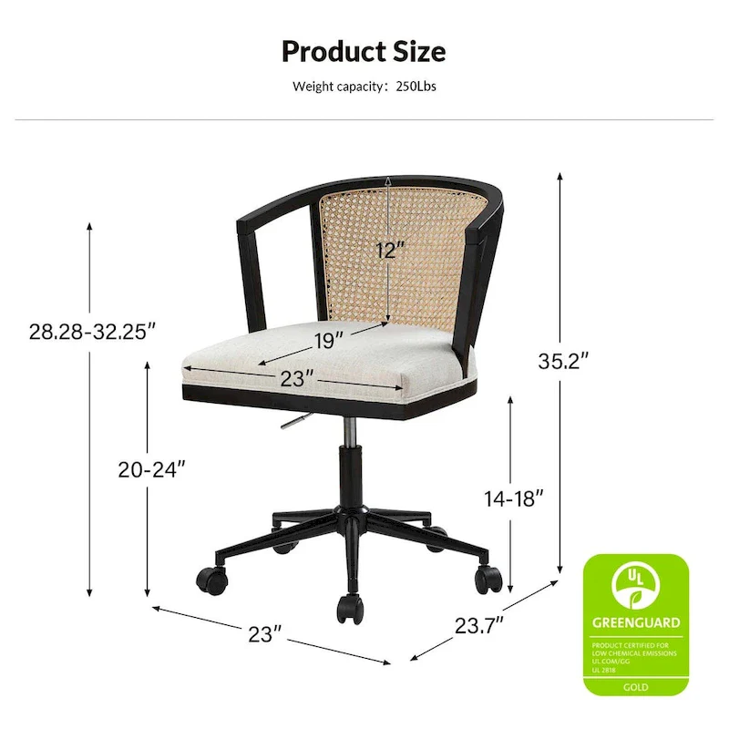 Ingrid Modern Rattan Swivel Height Adjustment Office Chair by