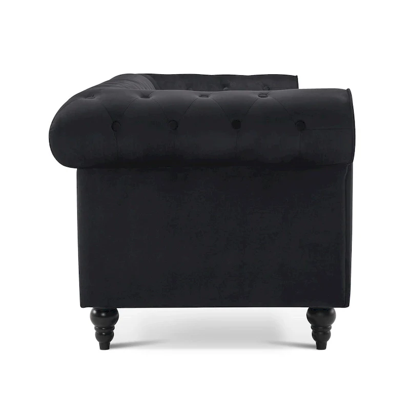 Modern Quilted Club Sofa with Oak Legs