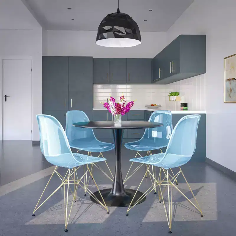 Clear/Transparent 5-Piece Round Dining Set, Pedestal Style, Seats 4