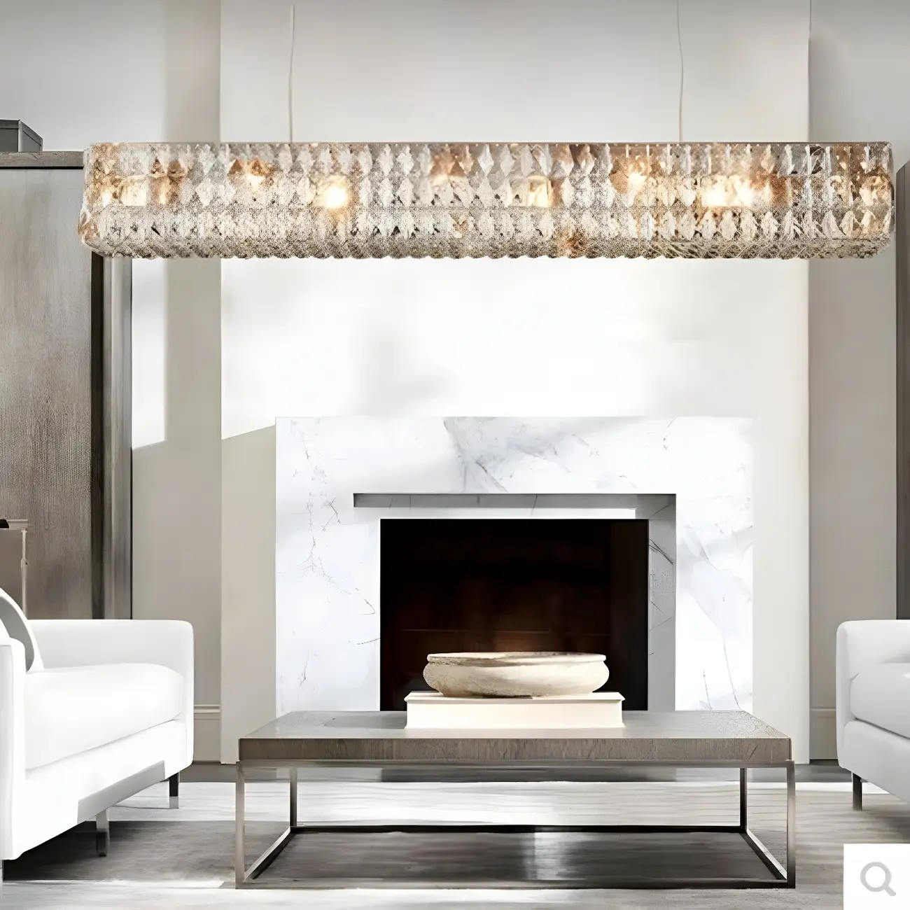 Modern Clear Crystal Rectangular Pendant Light