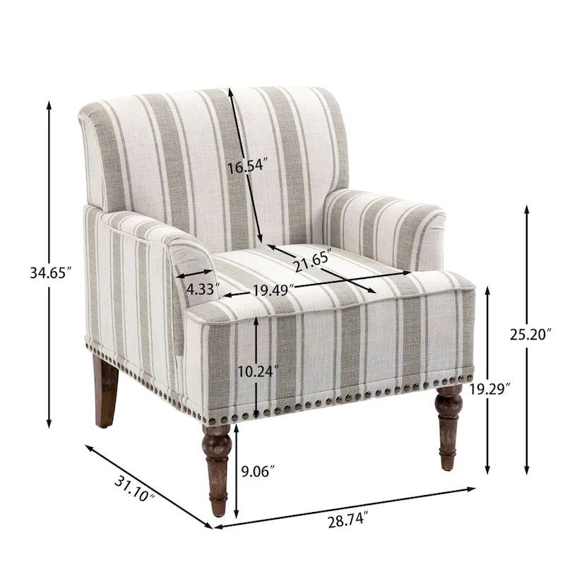 Modern Striped Accent Chairs with Arms