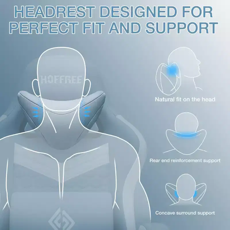 Hoffree Breathable Fabric Massage Gaming Chair Ergonomic Office PC Chair with Footrest & Adjustable