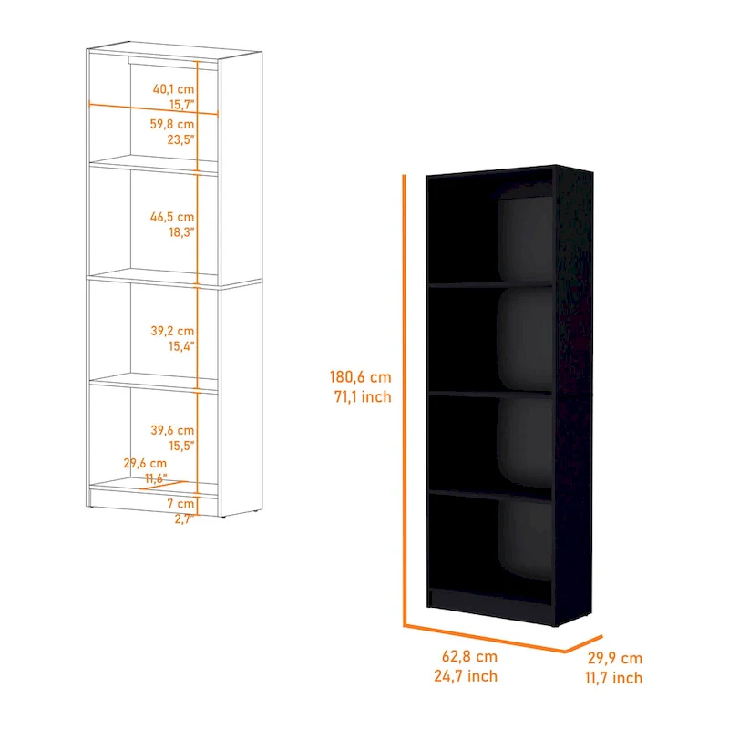 Tall 4-Shelf wide and Cabinet Bookcase Set of 2