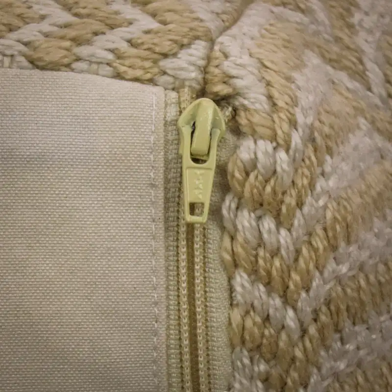 16-Inch Hand-Woven Pouf Footstool, Sand — 16 Inches