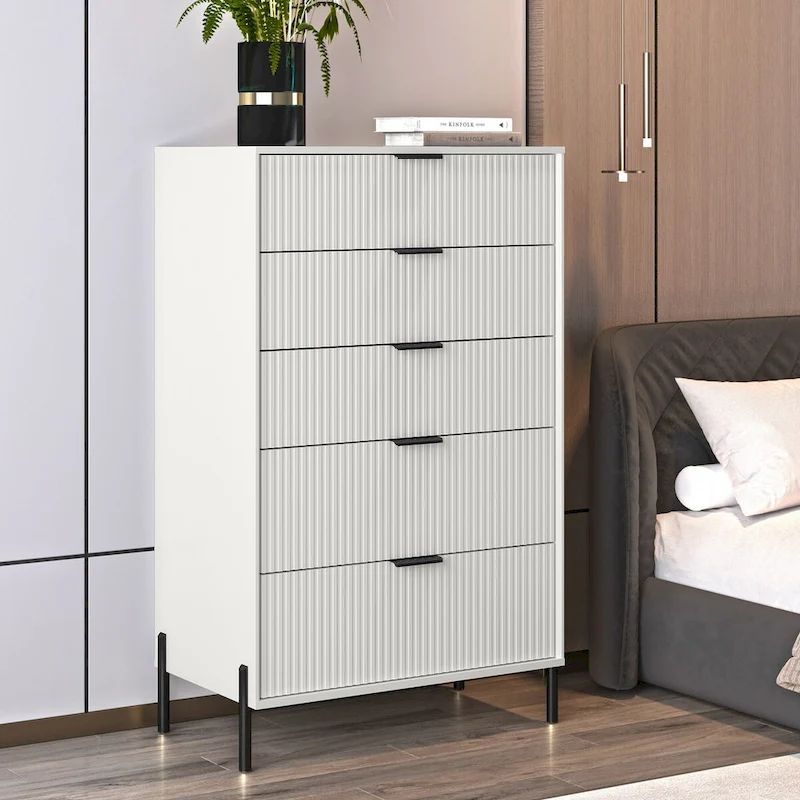 Modern 30  5-Drawer Chest with Metal Handles