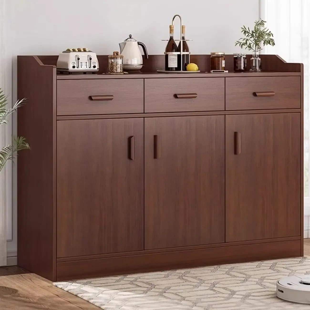 Modern Narrow Wood Sideboard Multiple Drawers Cabinets