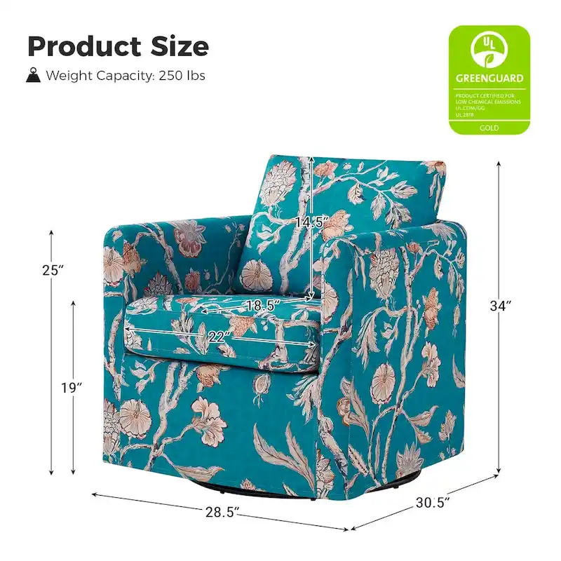 Erkenbald Modern Slipcovered Swivel Chair with Removable Cushion by HULALA HOME